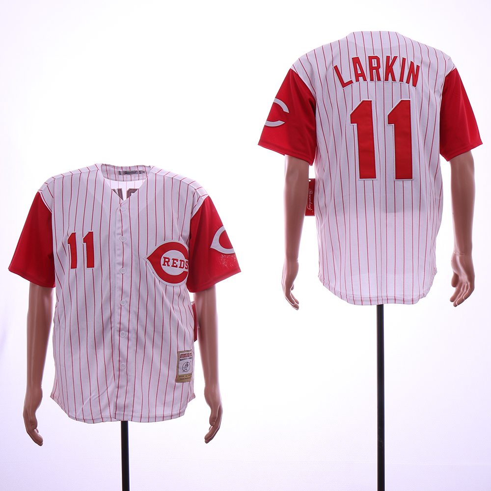 Men MLB Cincinnati Reds #11 Larkin white  jerseys->->MLB Jersey